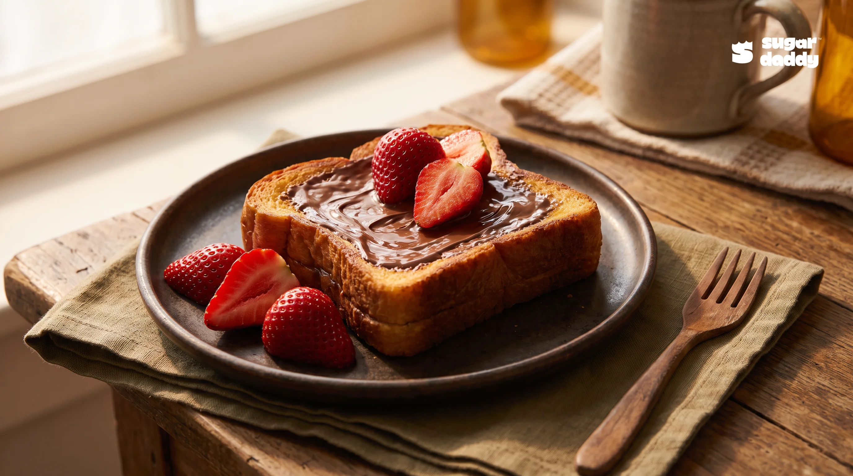 Warm Nutella brioche dessert with fresh strawberries, a top best Nutella desserts in Da Nang.