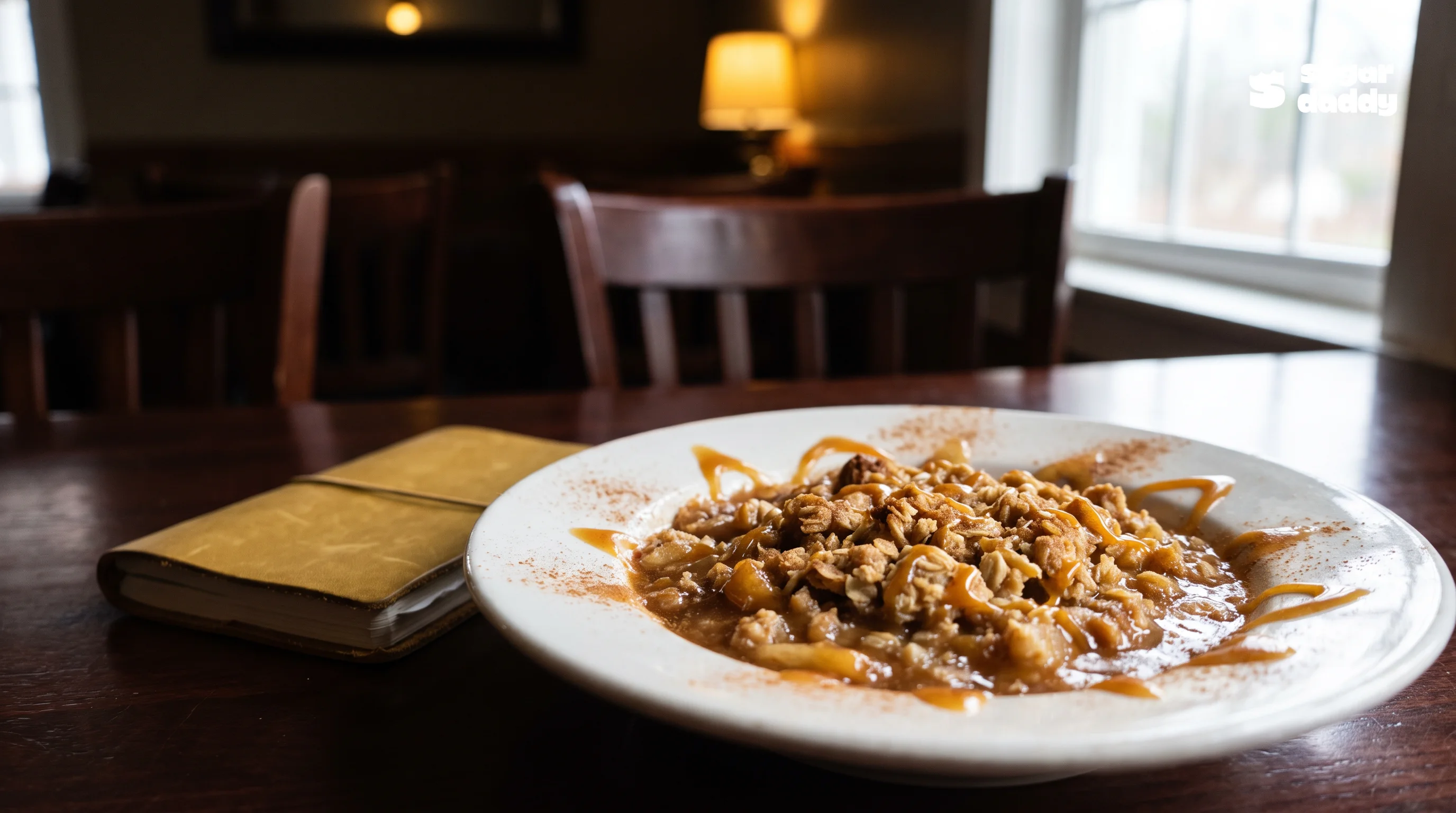Warm apple crumble with caramel sauce, a delightful best dessert Son Tra Night Market option.
