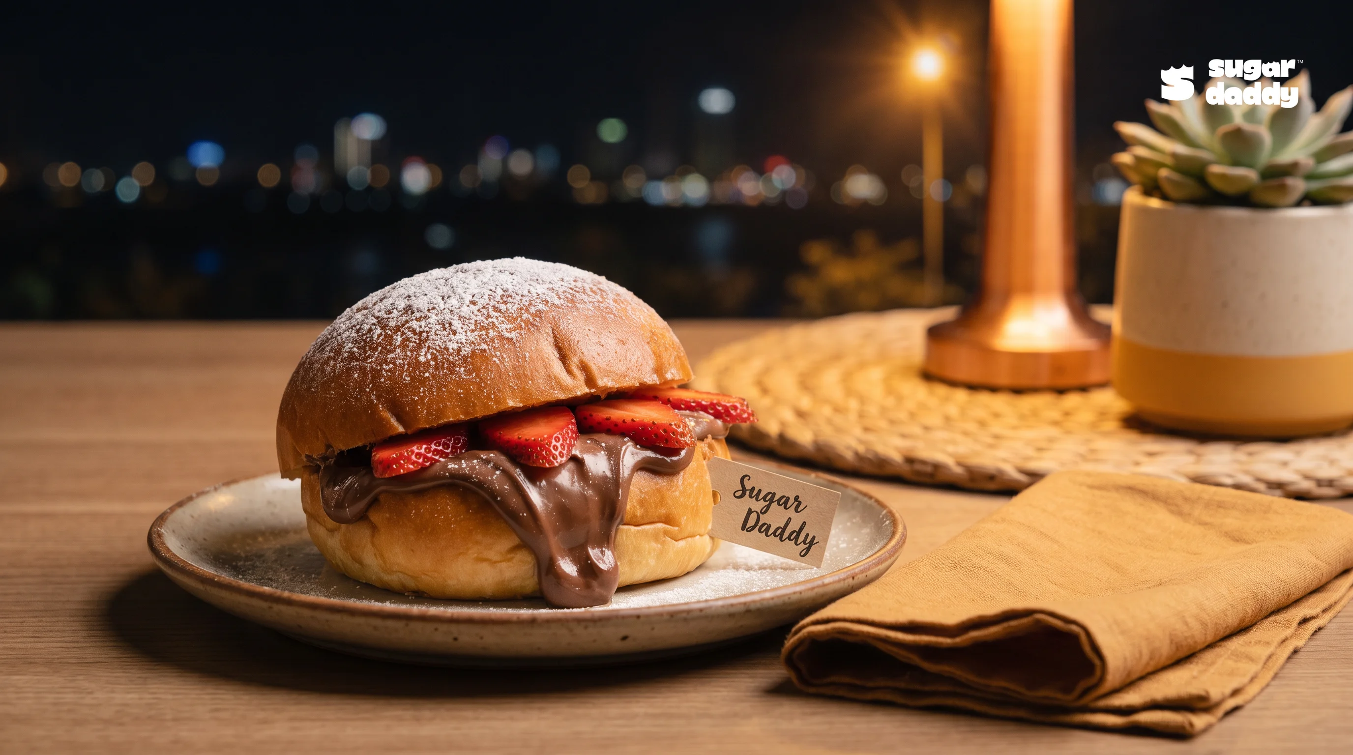 Close-up of a warm brioche dessert with Nutella and strawberries, asking, is brioche a dessert?