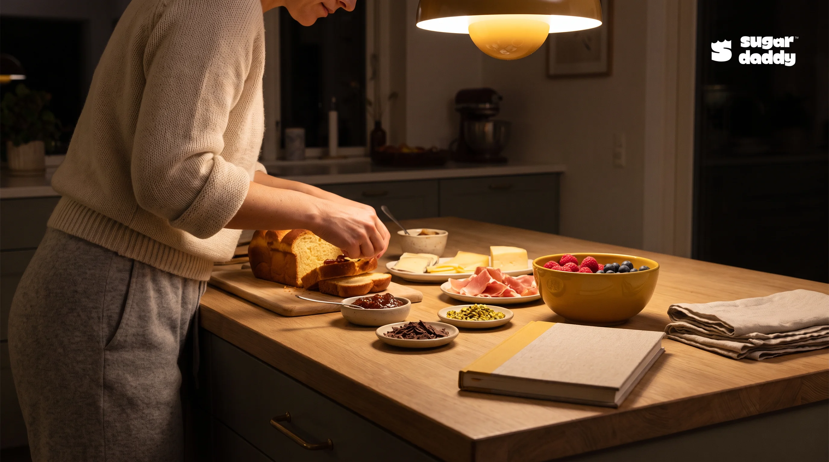 Overhead shot of brioche with an assortment of best brioche toppings laid out for assembly.