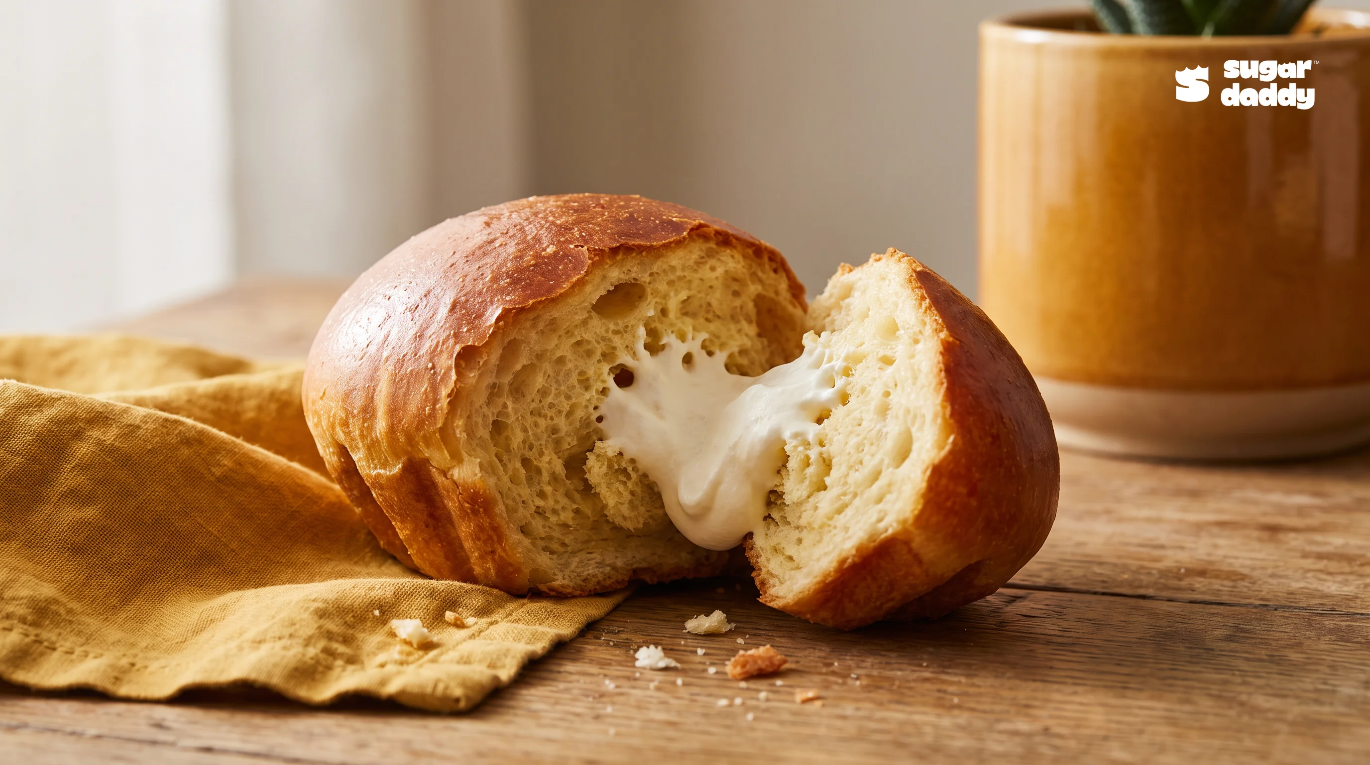 Warm brioche bun with melting whipped cream, showcasing texture contrast in a whipped cream vs ice cream desserts article.