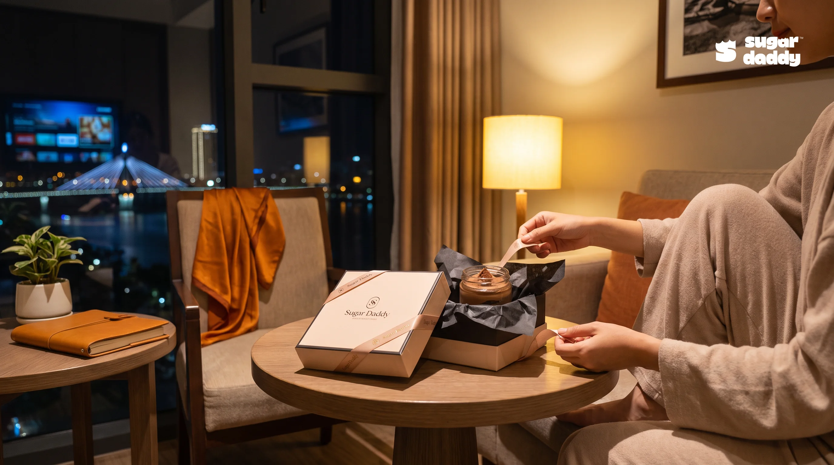 Unboxing a rich chocolate mousse dessert, a great choice for best birthday desserts Da Nang.